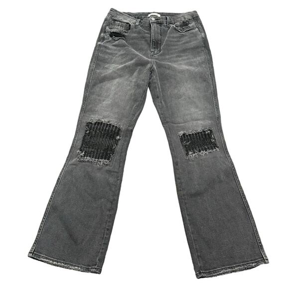 Good American Good Curve Straight Distressed Washed Black Jeans - Picture 1 of 14